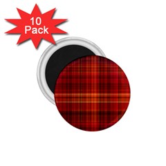 Red Brown Orange Plaid Pattern 1 75  Magnets (10 Pack) 