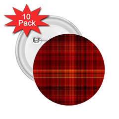 Red Brown Orange Plaid Pattern 2 25  Buttons (10 Pack) 