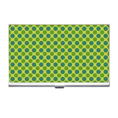 Green Polka Dots Spots Pattern Business Card Holder
