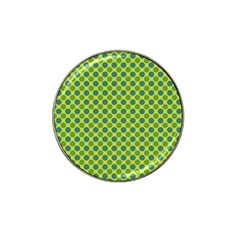 Green Polka Dots Spots Pattern Hat Clip Ball Marker by SpinnyChairDesigns