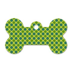 Green Polka Dots Spots Pattern Dog Tag Bone (one Side)