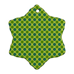 Green Polka Dots Spots Pattern Ornament (snowflake)