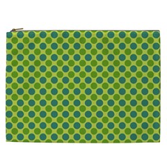 Green Polka Dots Spots Pattern Cosmetic Bag (xxl)