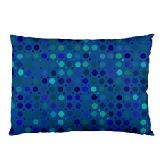 Blue Polka Dots Pattern Pillow Case (two Sides) by SpinnyChairDesigns