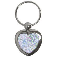 Colorful Pastel Floral Swirl Watercolor Pattern Key Chain (heart) by SpinnyChairDesigns