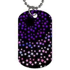Purple Stars On Black Pattern Dog Tag (one Side) by SpinnyChairDesigns