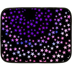 Purple Stars On Black Pattern Fleece Blanket (mini) by SpinnyChairDesigns