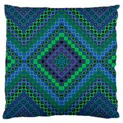 Blue Green Diamond Pattern Large Cushion Case (two Sides) by SpinnyChairDesigns