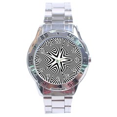 Abstract Zebra Stripes Pattern Stainless Steel Analogue Watch by SpinnyChairDesigns