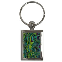 Jungle Print Green Abstract Pattern Key Chain (rectangle) by SpinnyChairDesigns