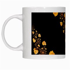 Abstract Gold Yellow Roses On Black White Mugs