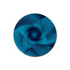 Cerulean Blue Pinwheel Floral Design Rubber Round Coaster (4 Pack)  by SpinnyChairDesigns