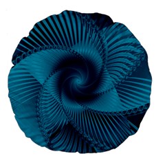 Cerulean Blue Pinwheel Floral Design Large 18  Premium Flano Round Cushions by SpinnyChairDesigns