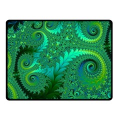 Green Floral Fern Swirls And Spirals Fleece Blanket (small) by SpinnyChairDesigns