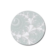 Mint Cream And White Intricate Swirl Spiral Rubber Round Coaster (4 Pack)  by SpinnyChairDesigns