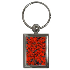 Red Grey Abstract Grunge Pattern Key Chain (rectangle)