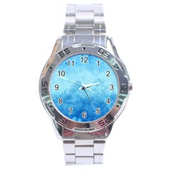 Abstract Sky Blue Texture Stainless Steel Analogue Watch by SpinnyChairDesigns