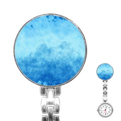 Abstract Sky Blue Texture Stainless Steel Nurses Watch by SpinnyChairDesigns