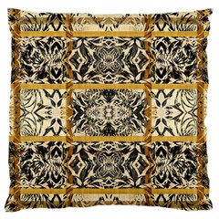 Antique Black And Gold Large Flano Cushion Case (one Side) by SpinnyChairDesigns