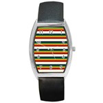 Rainbow Stripes Barrel Style Metal Watch