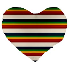 Rainbow Stripes Large 19  Premium Heart Shape Cushions by tmsartbazaar