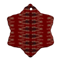 Red Grey Ikat Pattern Snowflake Ornament (two Sides) by SpinnyChairDesigns