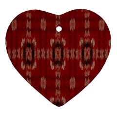 Red Grey Ikat Pattern Heart Ornament (two Sides) by SpinnyChairDesigns