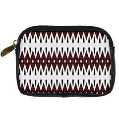 Brown And White Ikat Digital Camera Leather Case by SpinnyChairDesigns