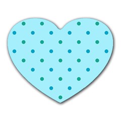 Blue Teal Green Polka Dots Heart Mousepads by SpinnyChairDesigns
