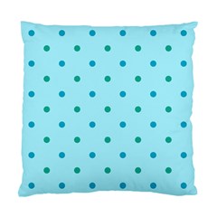 Blue Teal Green Polka Dots Standard Cushion Case (one Side) by SpinnyChairDesigns