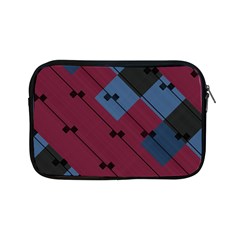Burgundy Black Blue Abstract Check Pattern Apple Ipad Mini Zipper Cases by SpinnyChairDesigns