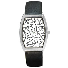 Abstract Black And White Minimalist Barrel Style Metal Watch by SpinnyChairDesigns