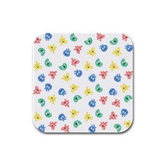 Cute Cartoon Germs Viruses Microbes Rubber Square Coaster (4 Pack)  by SpinnyChairDesigns