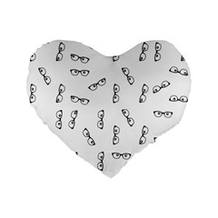 Geek Glasses With Eyes Standard 16  Premium Flano Heart Shape Cushions by SpinnyChairDesigns