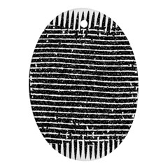 Black And White Abstract Grunge Stripes Oval Ornament (two Sides) by SpinnyChairDesigns