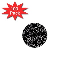 Black And White Peace Symbols 1  Mini Magnets (100 Pack)  by SpinnyChairDesigns
