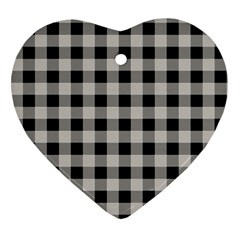 Black And White Buffalo Plaid Heart Ornament (two Sides) by SpinnyChairDesigns