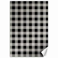 Black And White Buffalo Plaid Canvas 12  X 18  by SpinnyChairDesigns