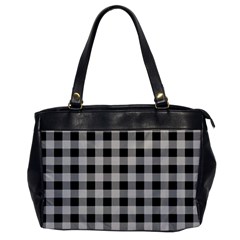 Black And White Buffalo Plaid Oversize Office Handbag by SpinnyChairDesigns