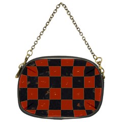 Red And Black Checkered Grunge  Chain Purse (one Side) by SpinnyChairDesigns