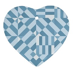 Truchet Tiles Blue White Heart Ornament (two Sides) by SpinnyChairDesigns