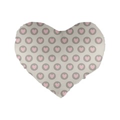 Pink And Brown Hearts Standard 16  Premium Flano Heart Shape Cushions by MooMoosMumma