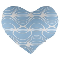 Blue And White Clam Shell Stripes Large 19  Premium Heart Shape Cushions by SpinnyChairDesigns