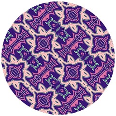 Amethyst And Pink Checkered Stripes Wooden Puzzle Round by SpinnyChairDesigns