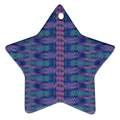 Purple Blue Ikat Stripes Ornament (star) by SpinnyChairDesigns