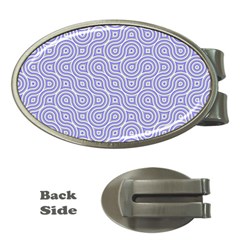 Royal Purple Grey And White Truchet Pattern Money Clips (oval)  by SpinnyChairDesigns