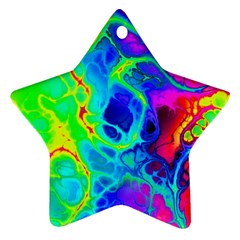 Abstract Art Tie Dye Rainbow Star Ornament (two Sides) by SpinnyChairDesigns
