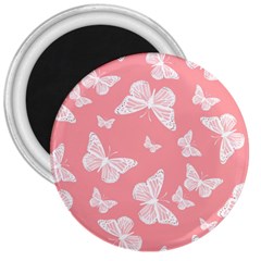 Pink And White Butterflies 3  Magnets by SpinnyChairDesigns