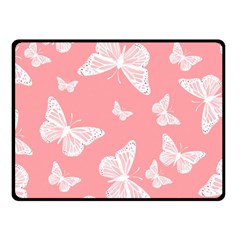 Pink And White Butterflies Fleece Blanket (small) by SpinnyChairDesigns