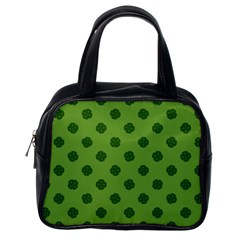 Green Four Leaf Clover Pattern Classic Handbag (one Side) by SpinnyChairDesigns